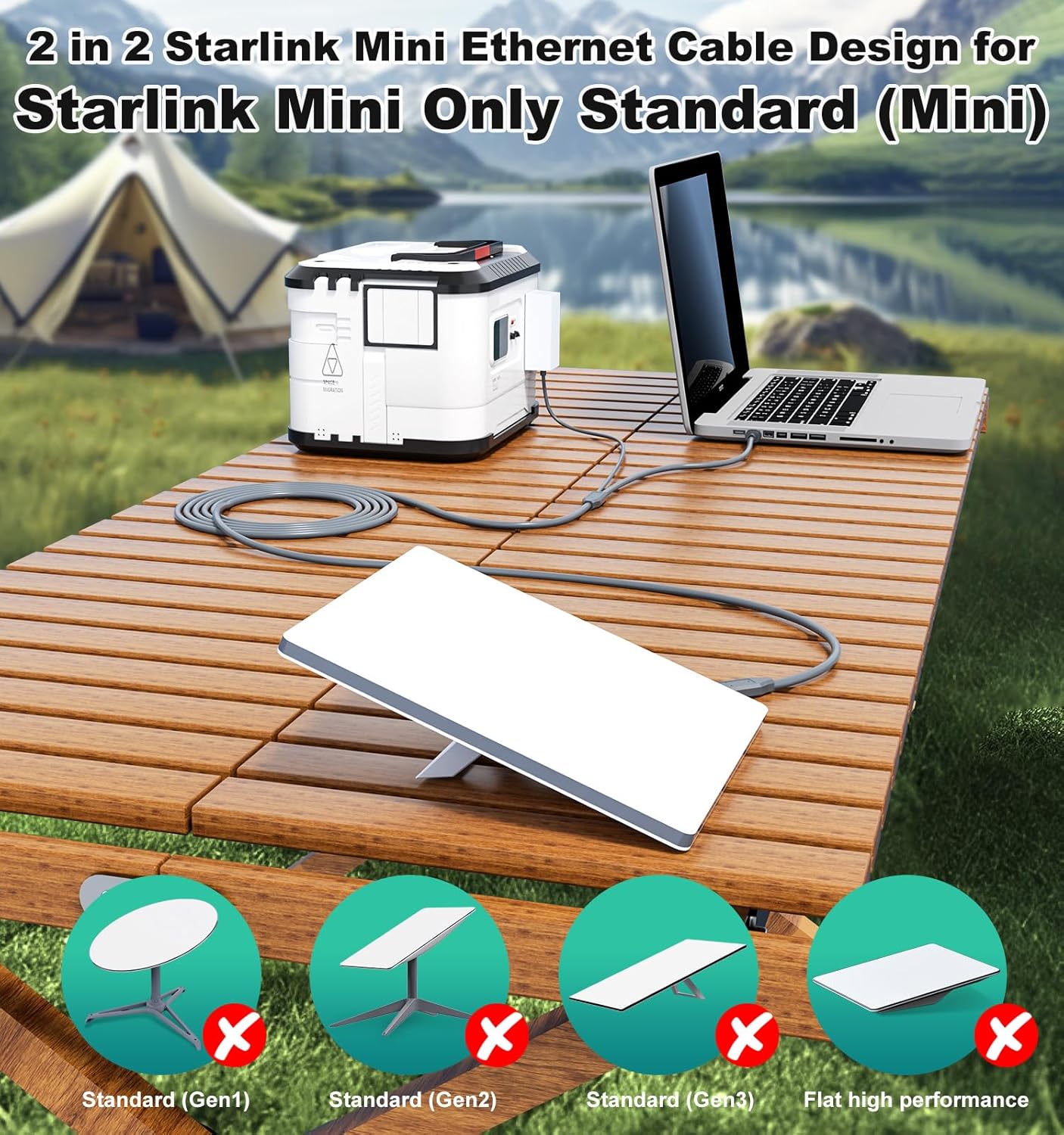 2-in-1 Ethernet & Power Cable for Starlink Mini