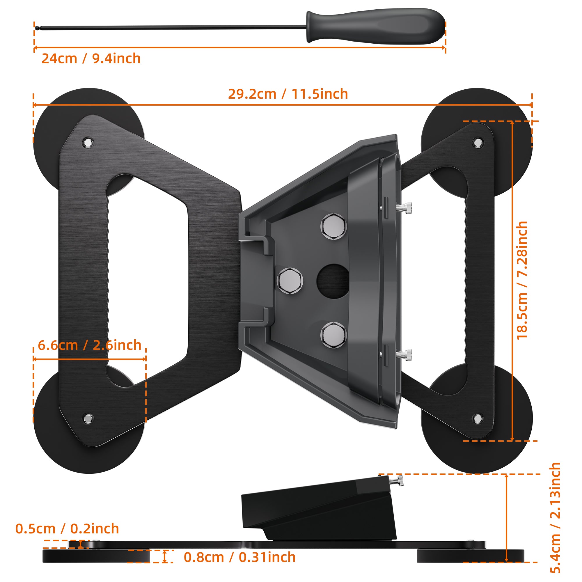 Magnetic Roof Mount Compatible with Starlink Mini, Anti-Theft Heavy-Duty Aluminum Bracket
