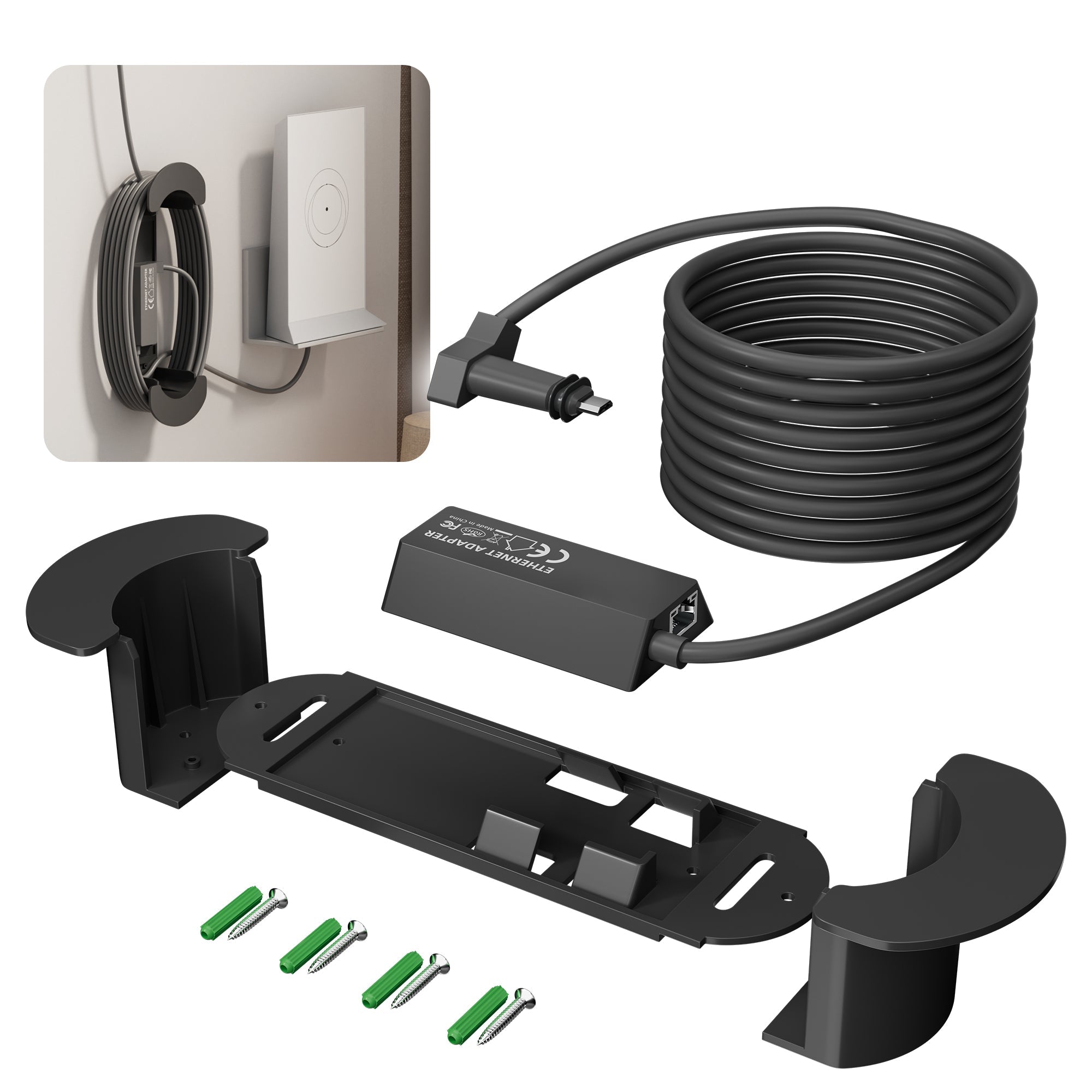 Starlink Gen 2 Ethernet Adapter Kit with Cable Caddy, 2-in-1 Wall Mount Organizer, Eliminates Clutter.