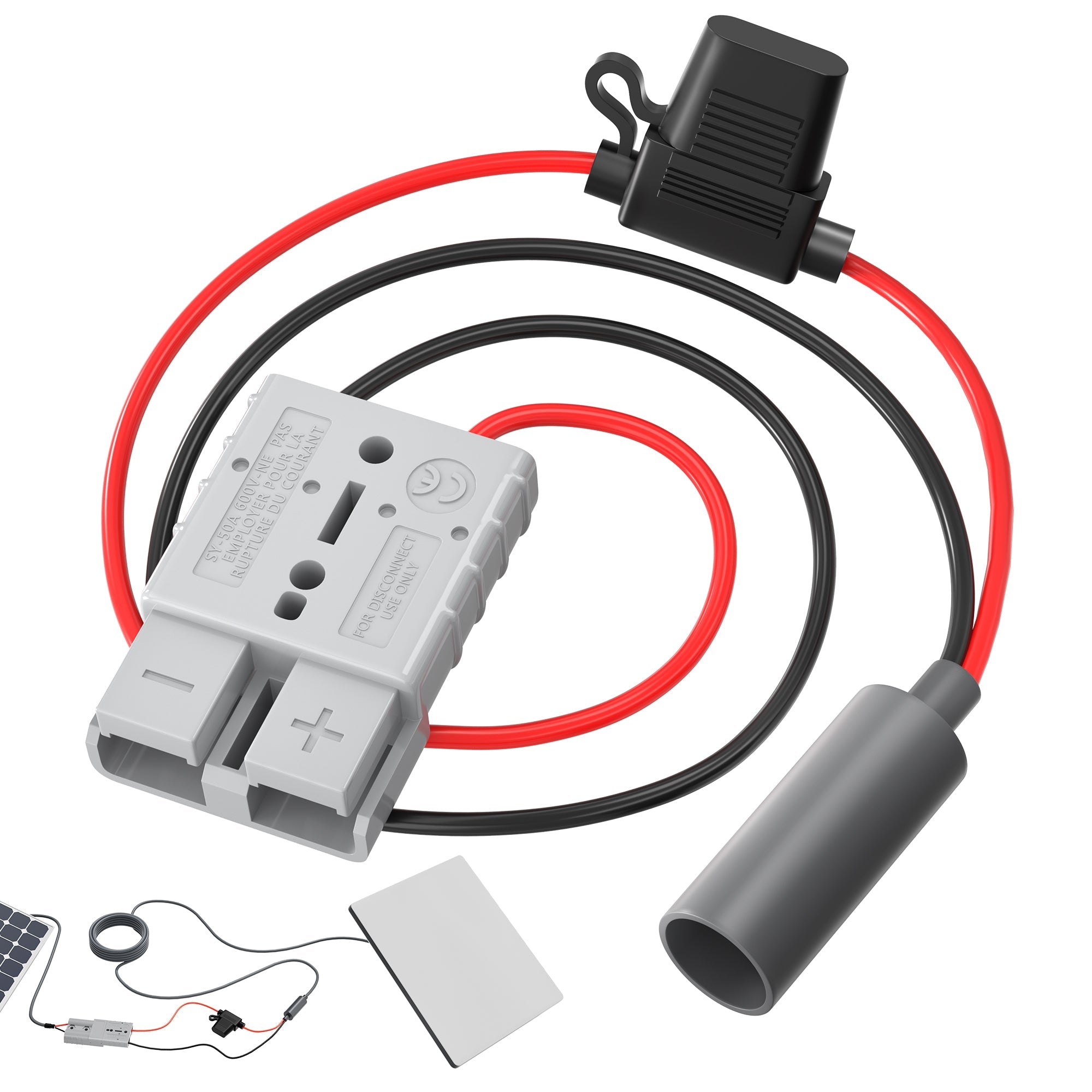 Starlink Mini 50A Anderson Power Cable, 10A Fused, Silver-Plated, IP-Rated, for Off-Grid Solar Systems.