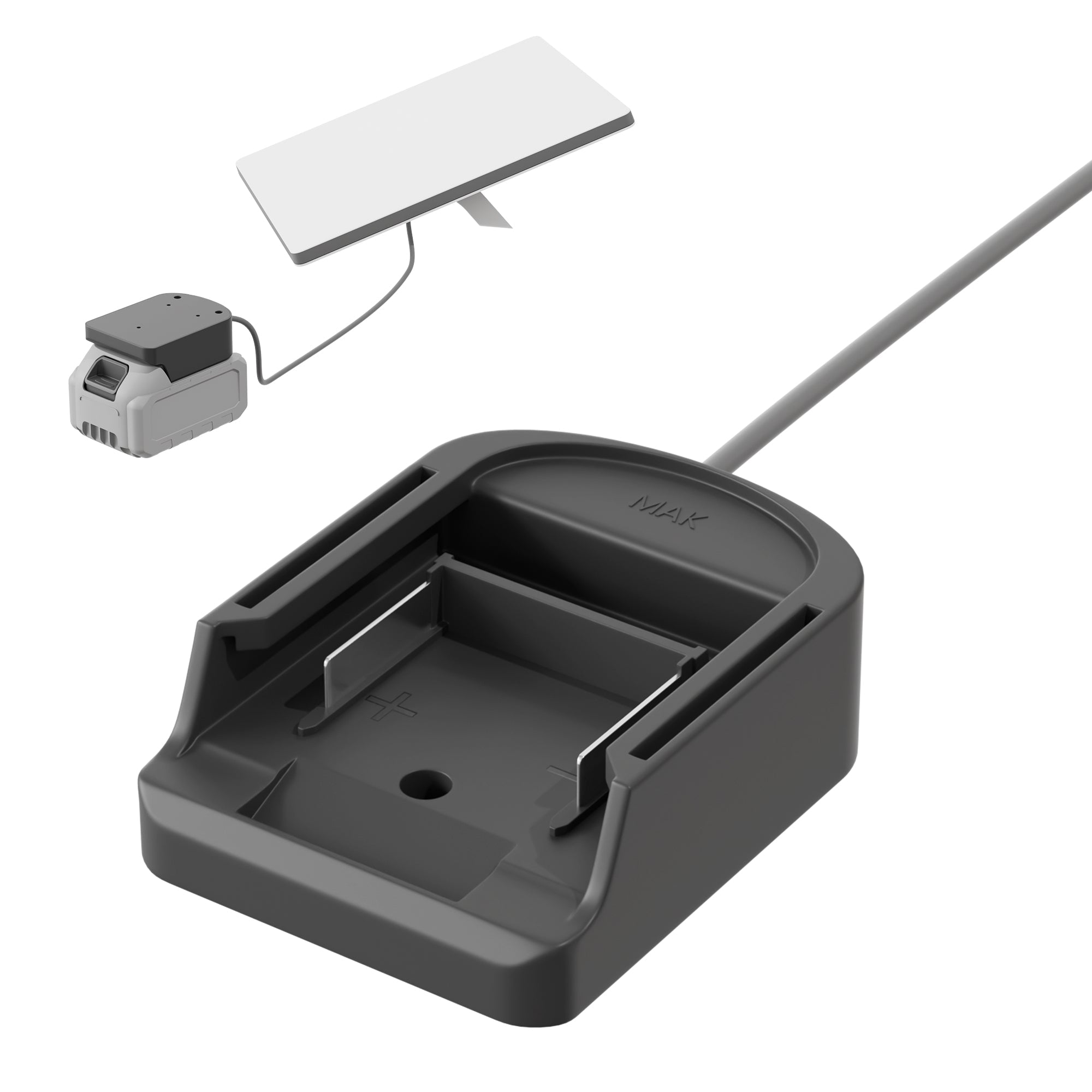 Starlink Mini 18V Battery Adapter, Compatible with Makita, Heavy-Duty Switch, Converts Tool Battery to Field Power.