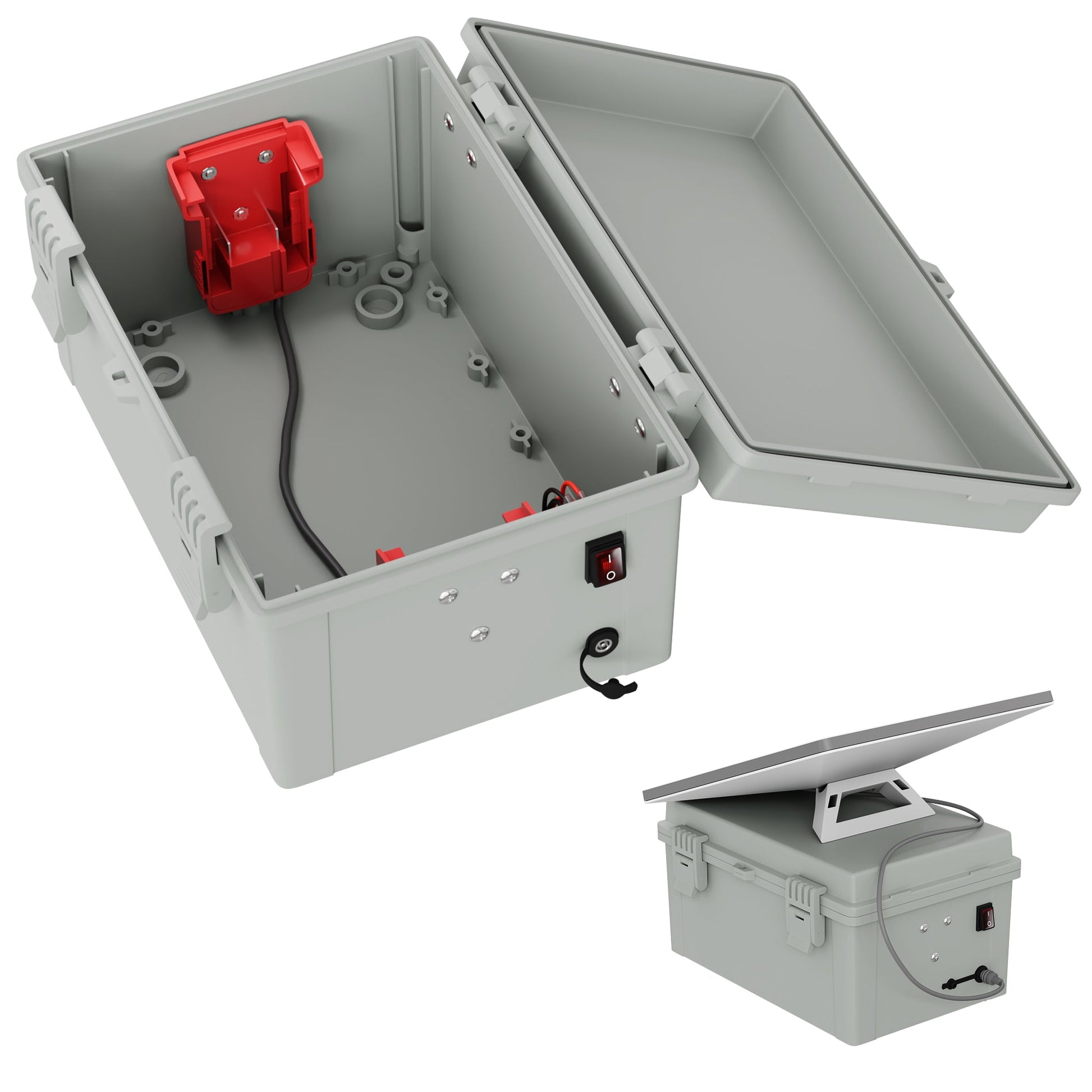 Starlink Mini Power Adapter Box, Dual Milwaukee 18V Slots, IP-Rated, One-Click Switch, for Extended Field Work.