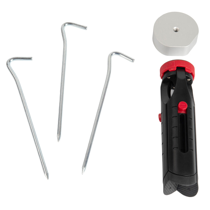 Dual-Terrain Stability: Anti-Slip Rubber Feet & Anchor Holes with Included Tent Pegs for Soft/Windy Ground.